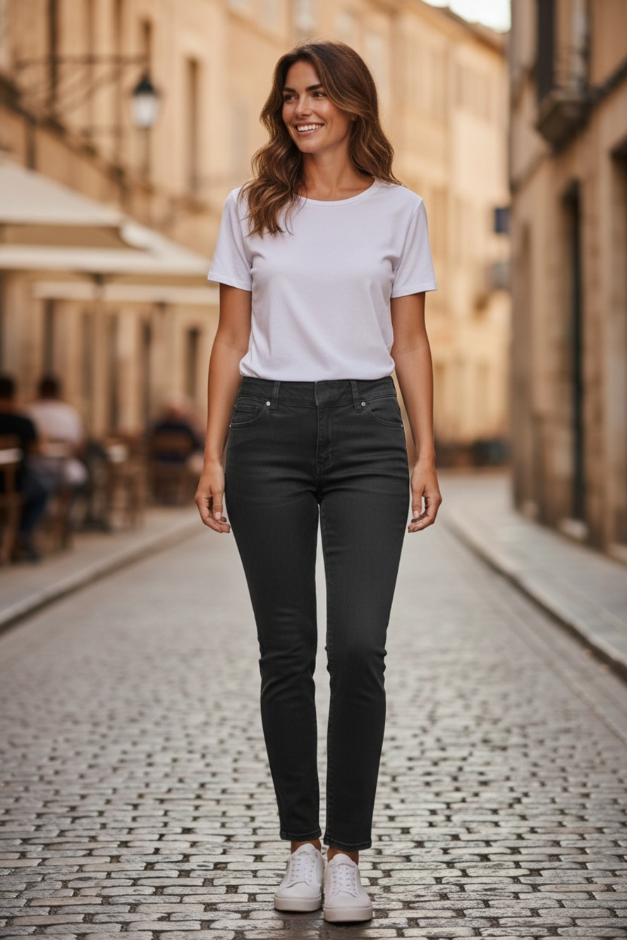 White House Black Market High-Waisted Slim Jeans, Black